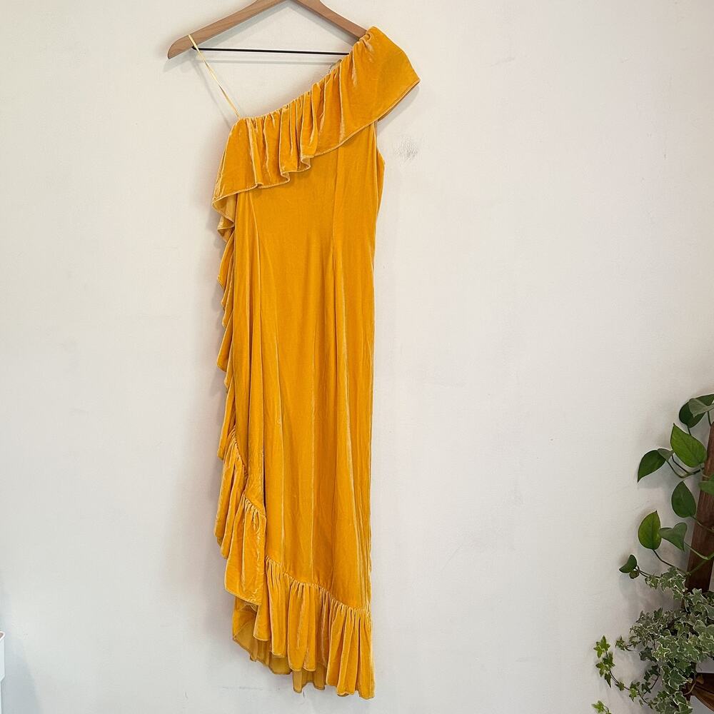 NEW Mestiza New York Flamenco Velvet Ruffle Dress Yellow Size 4 - Picture 8 of 10